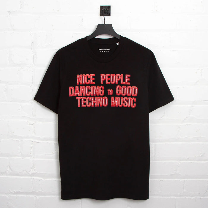 Peoples Techno Chrome Red Front Print - Tshirt - Black