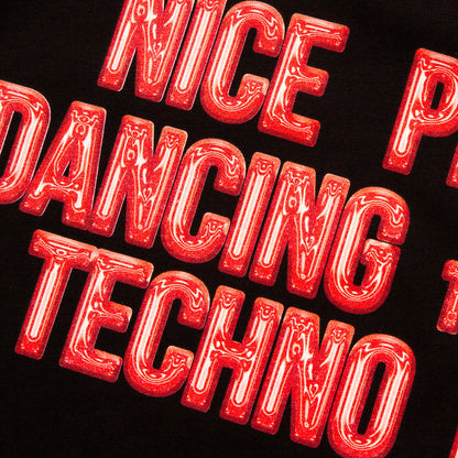 Peoples Techno Chrome Red Front Print - Tshirt - Black