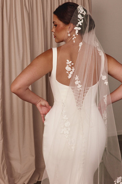 Embroidered floral veil