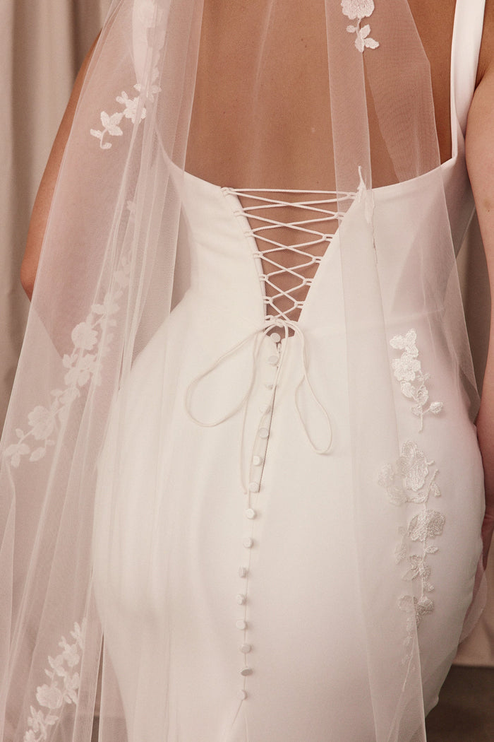 Embroidered floral veil
