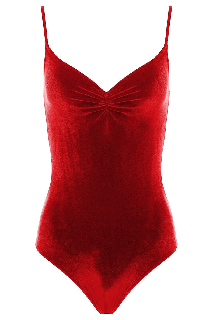 Pinch Leotard  VELVET WILD RED