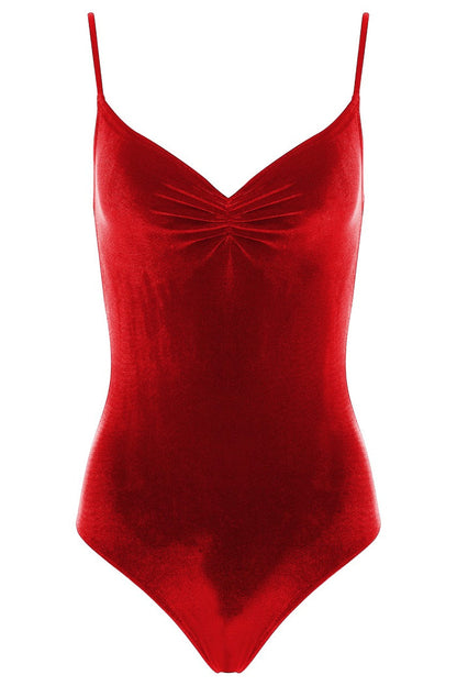 Pinch Leotard  VELVET WILD RED