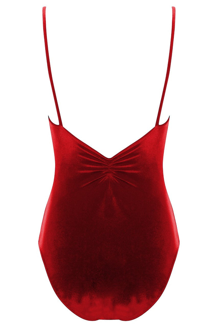 Pinch Leotard  VELVET WILD RED