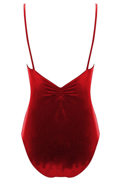 Pinch Leotard  VELVET WILD RED