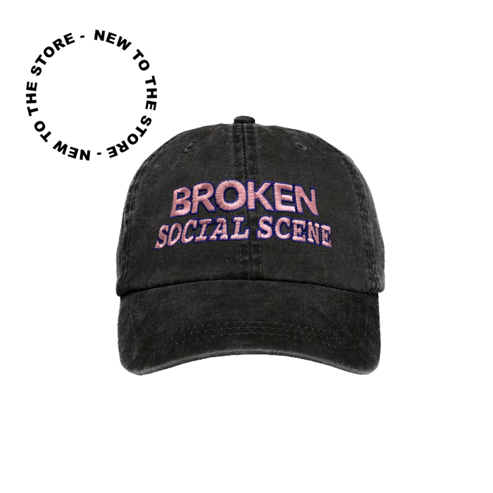 Pink Embroidered Logo Dad Hat - Charcoal