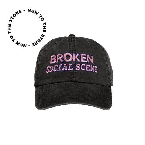 Pink Embroidered Logo Dad Hat - Charcoal