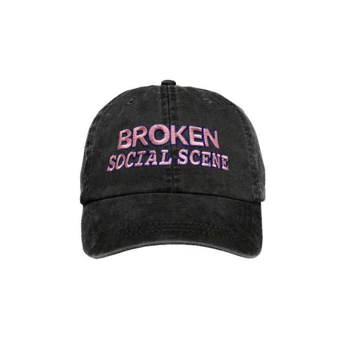 Pink Embroidered Logo Dad Hat - Charcoal