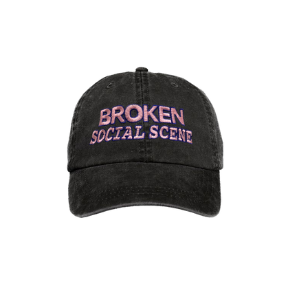 Pink Embroidered Logo Dad Hat - Charcoal