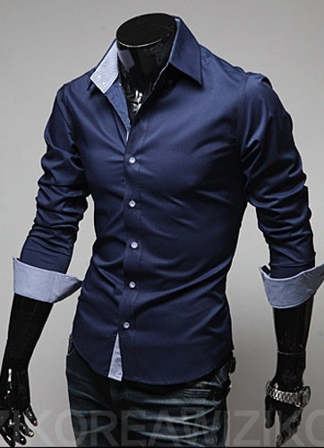 Plaid Plus Size Men's Shirt dark blue – roomy chest and shoulders
