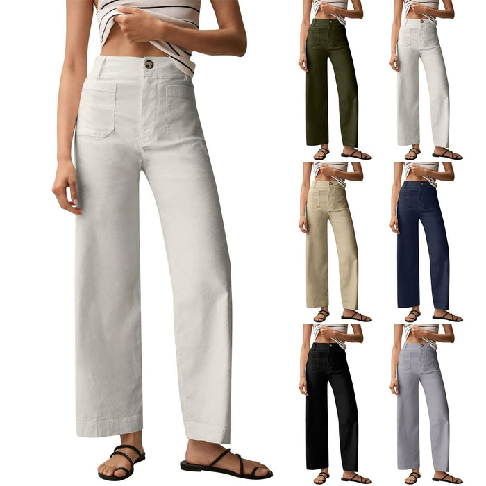 mid rise office pants women front waistband and closure detail visible