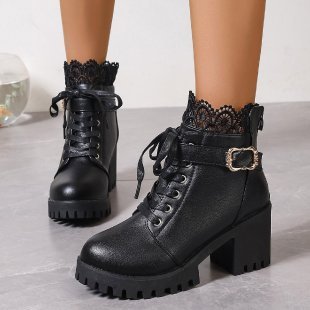 Plus Size Short Boots – Artificial PU Upper, Weather Smart