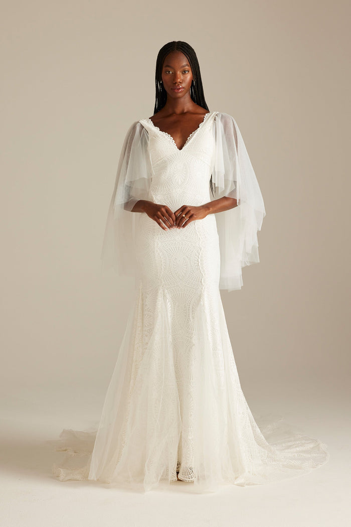 Poppy wedding Dress sleeves paired wi th Sienna Wedding Dress