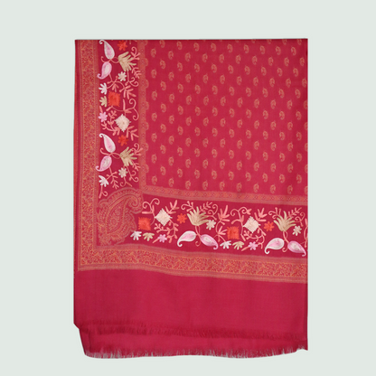 Pink Odhni With Embroidered Floral Motifs | Stoles & Shawls - Front View