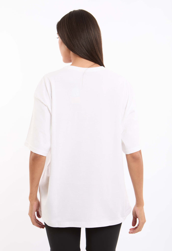 Printed "Music Is Life" Slip On Long Tee