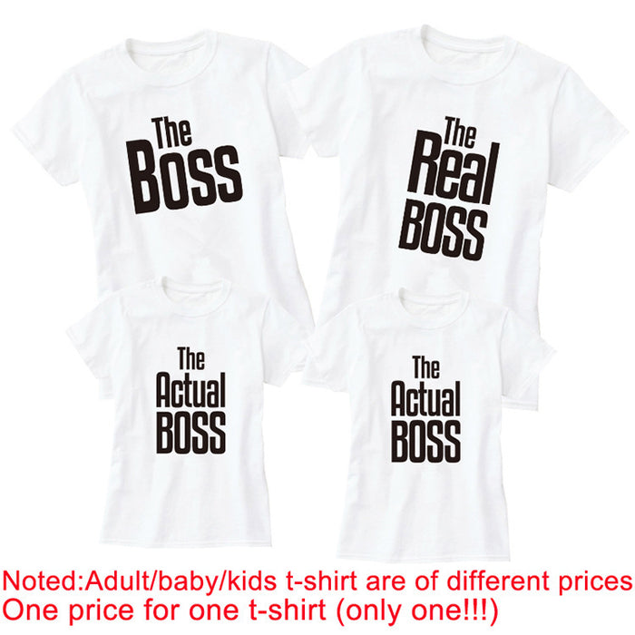 Printed parent-child T-shirt – kids tee “the actual boss”