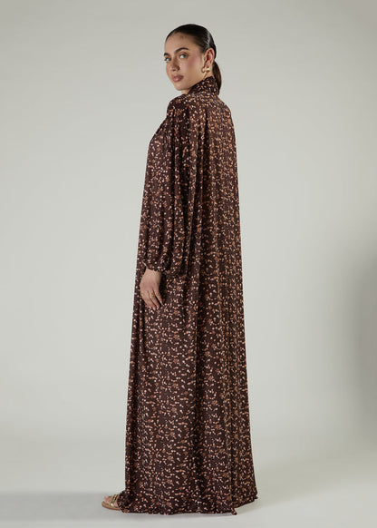 Printed Prayer Abaya Beige Flower
