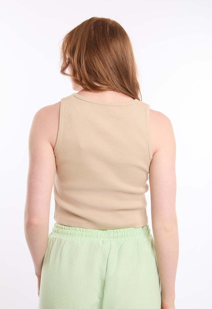 Printed Sleeveless Casual Ribbed Top