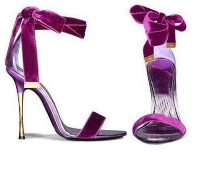 Purple Suede Lace-up Summer Sandals Heels