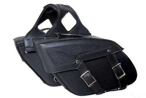 PVC 313 Studed Saddlebags: 2 Strap PVC Zip-off Bag