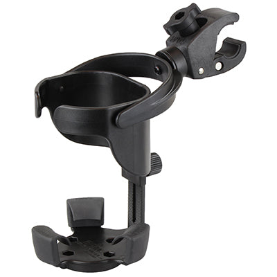 RAM Complete Large Cup Holder With Claw Mount: The RAM-B-132-400U consists of the small Tough-Claw™ base and RAM Level Cup™ S