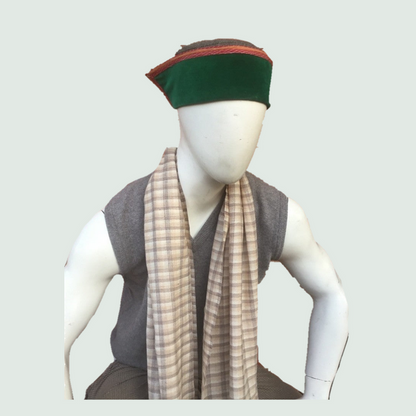 Red Check Stole for Men - Front View