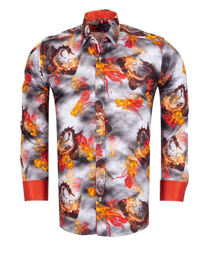 Red Dragon Print with Matching Handkerchief-Makrom