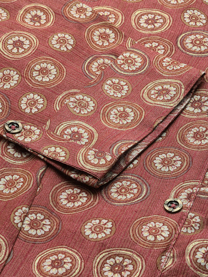 Red Floral Printed Mandarin Collar Kurta, Princess Cur Kurta, A-Line Kurta, Floral Print, Mandarin Collar kurta, printed kurta