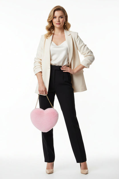 women heart shaped plush handbag party style purse