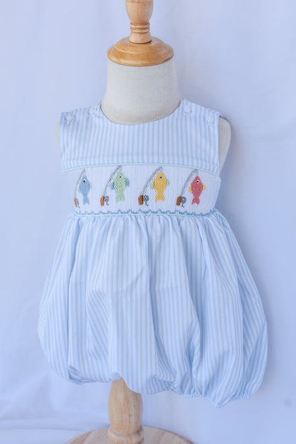 "Reel" Sweet Ted Smocked Bubble