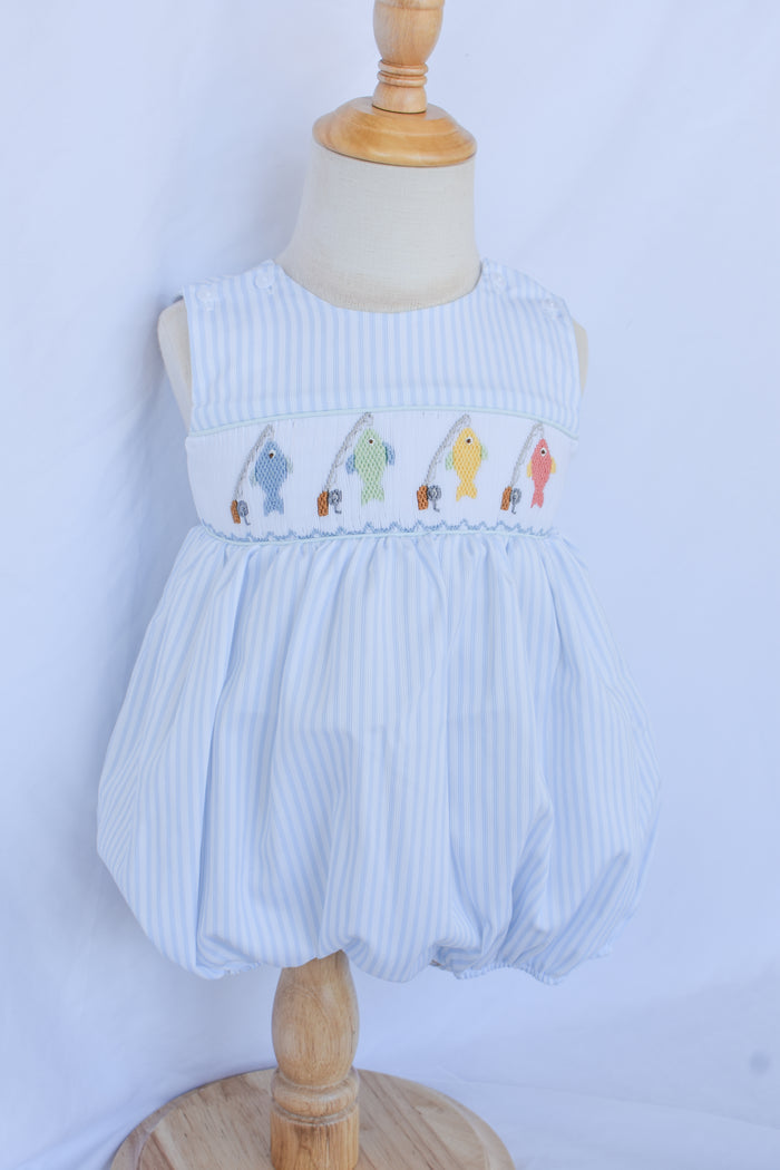 "Reel" Sweet Ted Smocked Bubble