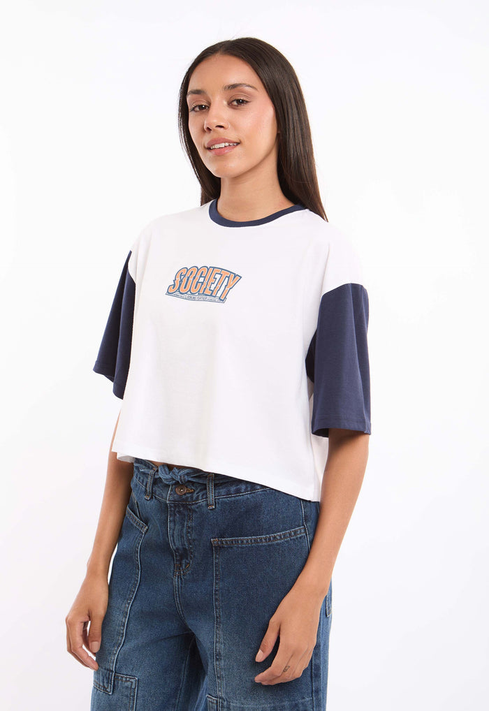 Relaxed Fit Bi-Tone Slip On Tee