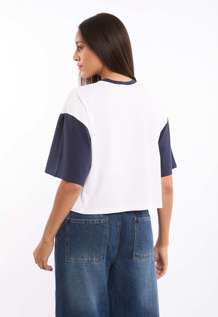 Relaxed Fit Bi-Tone Slip On Tee