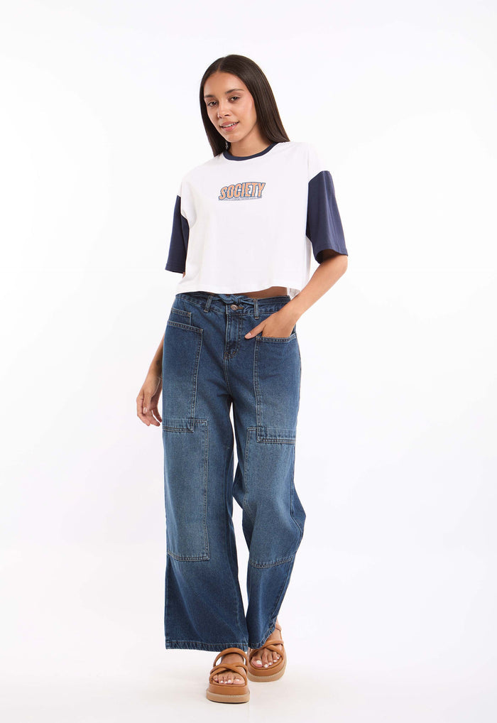 Relaxed Fit Bi-Tone Slip On Tee