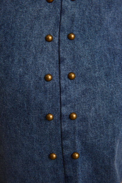 Additional view of the Revelry Studded Denim Chaps from a different perspective.