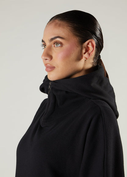 Rib Hoody Black
