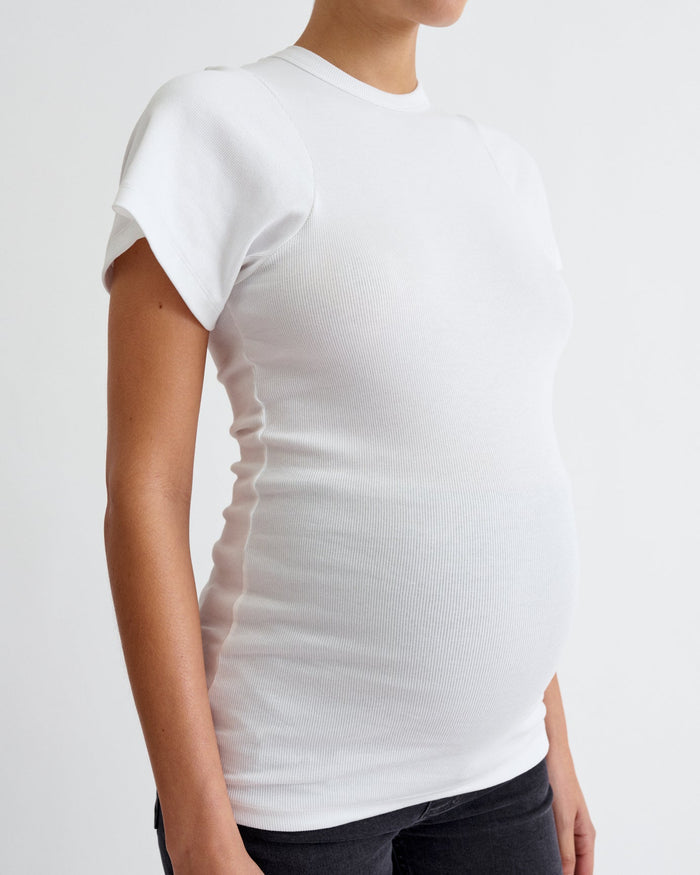 Ribbed Pregnancy Short Sleeve (Black/White) - Ilouity