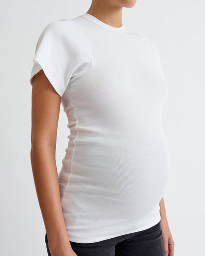 Ribbed Pregnancy Short Sleeve (Black/White) - Ilouity