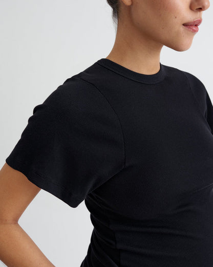 Ribbed Pregnancy Short Sleeve (Black/White) - Ilouity