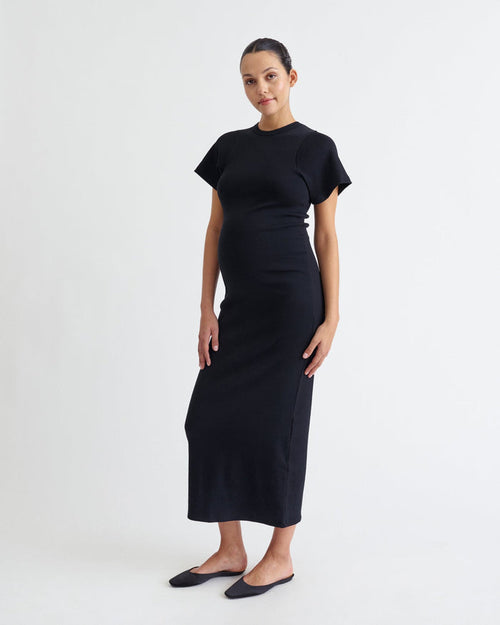 Ribbed Shortsleeve Pregnancy Dress - Ilouity