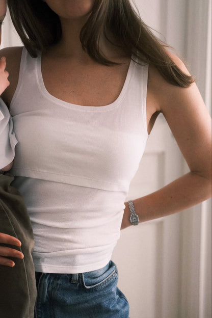 Ribbed Square Neck Nursing Tank - Ilouity