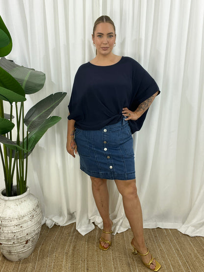 Rina Denim Skirt - Navy (SALE)