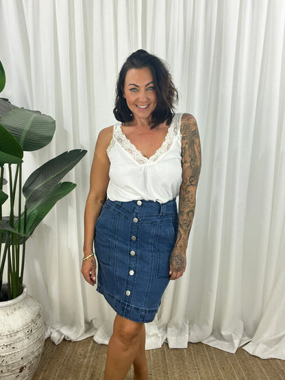 Rina Denim Skirt - Navy (SALE)