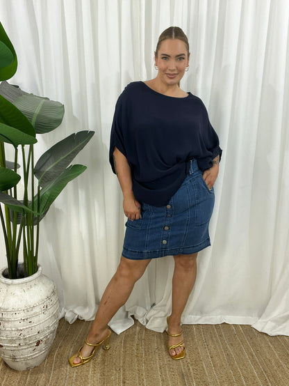 Rina Denim Skirt - Navy (SALE)
