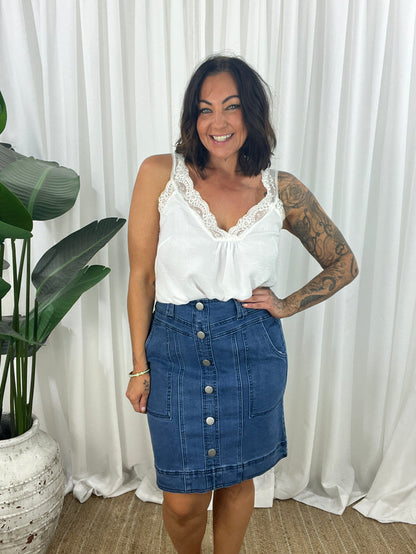 Rina Denim Skirt - Navy (SALE)