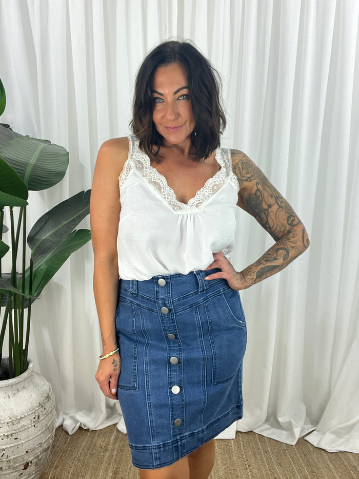 Rina Denim Skirt - Navy (SALE)