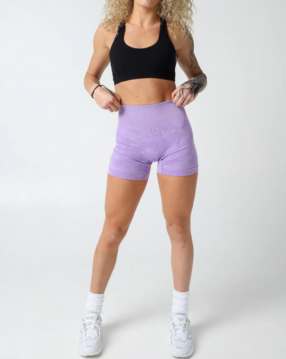 Rita Camo Seamless Shorts - Lilac