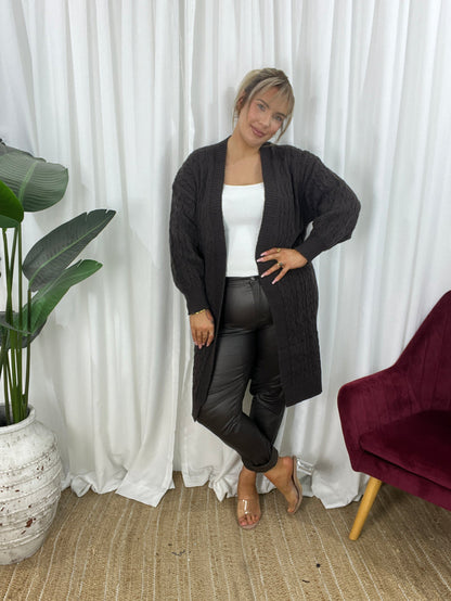 Rookie Cable Knit Cardi - Chocolate (EOFY SALE)