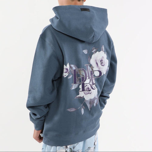 ROSE GARDEN GRAPHIC HOODIE-DENIM