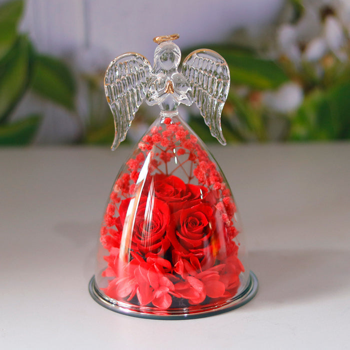 Angel rose decoration shown with surrounding display details to compare the overall shape and decorative proportions clearly.