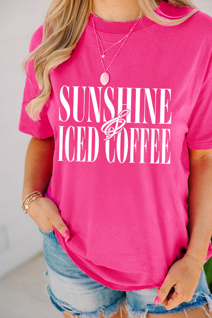 Rose Red SUNSHINE ICED COFFEE Casual Summer T Shirt